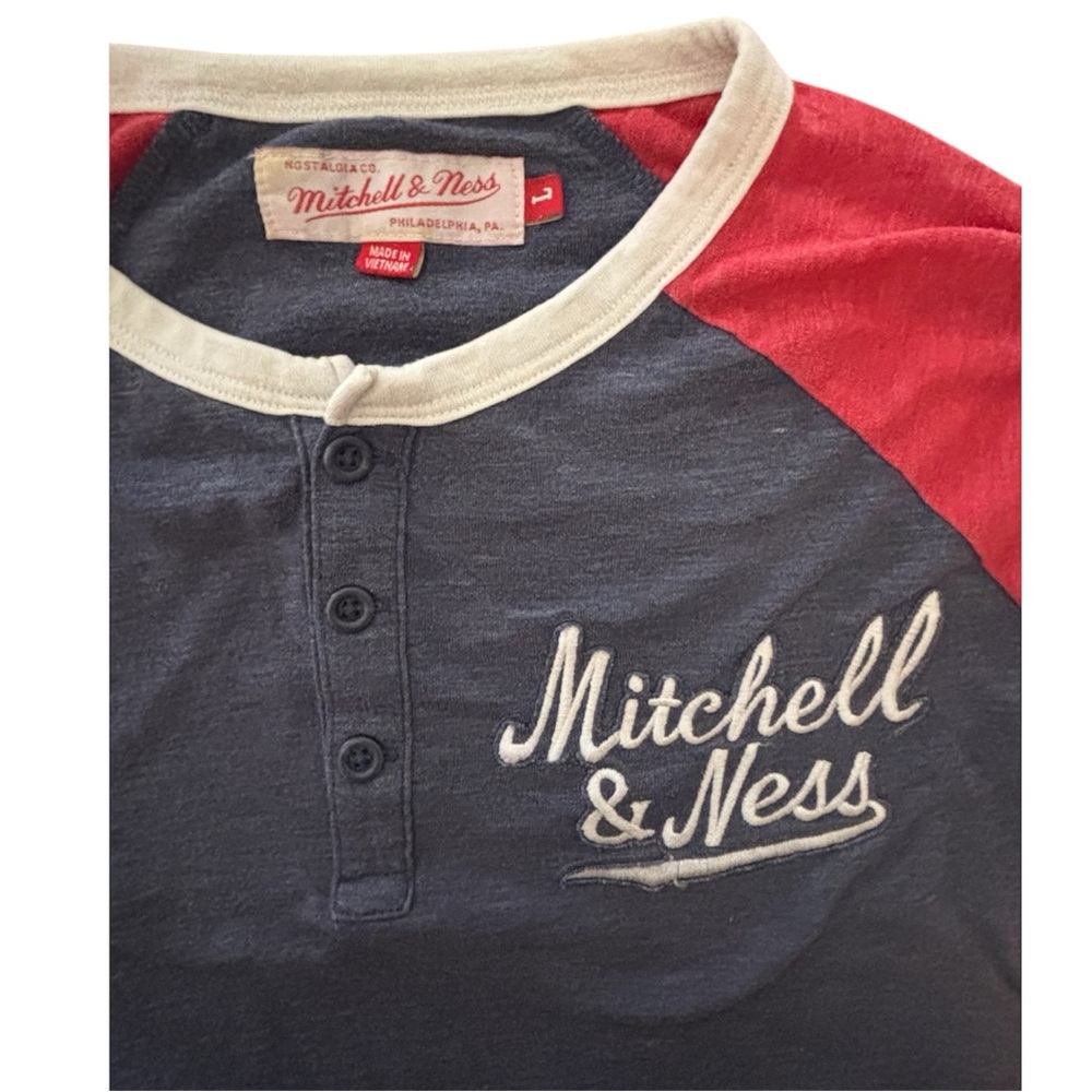 Mitchell Ness Raglan 3/4"" Sleeve T Shirt Men's Large Nostalgia Y2K Baseball - Picture 3 of 5
